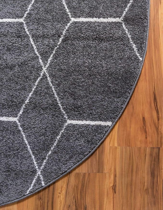 Unique Loom Trellis Frieze Collection Area Rug - Geometric (5' x 8' Oval, Dark Gray/ Ivory)