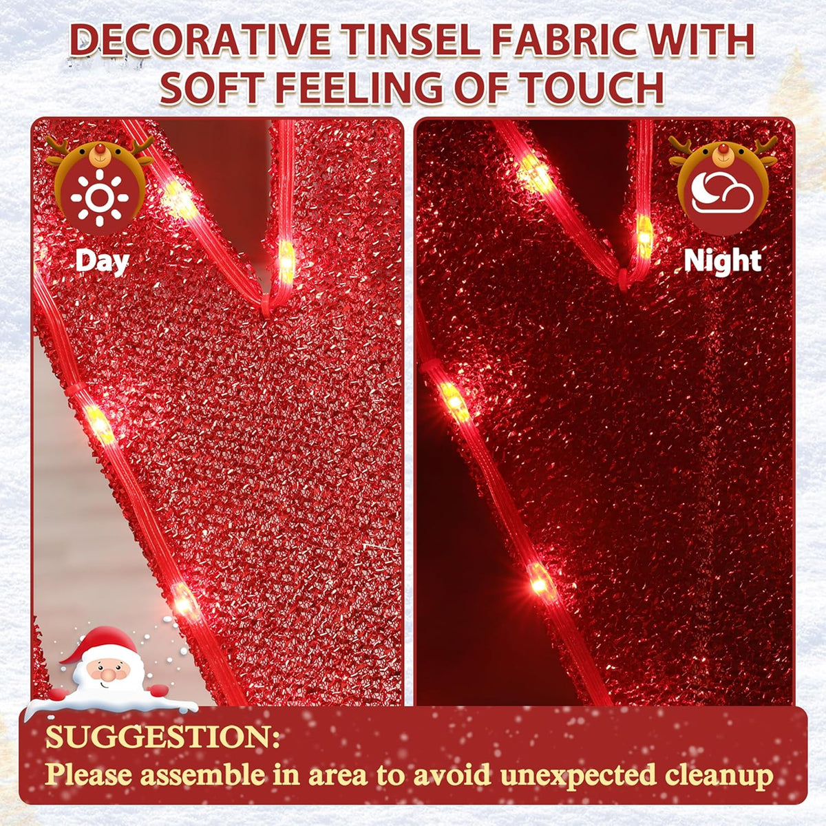 6FT Merry Christmas Sign for Decoration, 2-in-1 Pre-Lit Holiday Greeting Sign Decor with 456 LED Lights, Freestanding or Hanging Glittered Holiday Display for Outdoor, Indoor