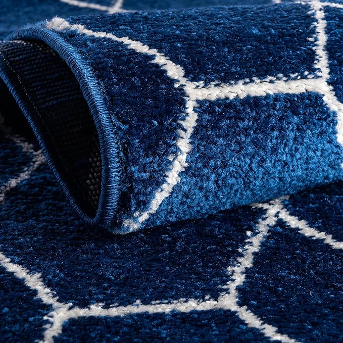 Unique Loom Trellis Frieze Collection Area Rug - Geometric (10' x 13', Navy Blue/ Ivory)