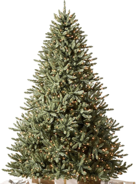 Balsam Hill 9.5ft Pre-Lit Classic Blue Spruce - Artificial Christmas Tree with 5,248+ Tips, 1600 Hand-Strung Clear LED Lights, Easy Plug System & Premium Stand for Indoor Holiday Decorating