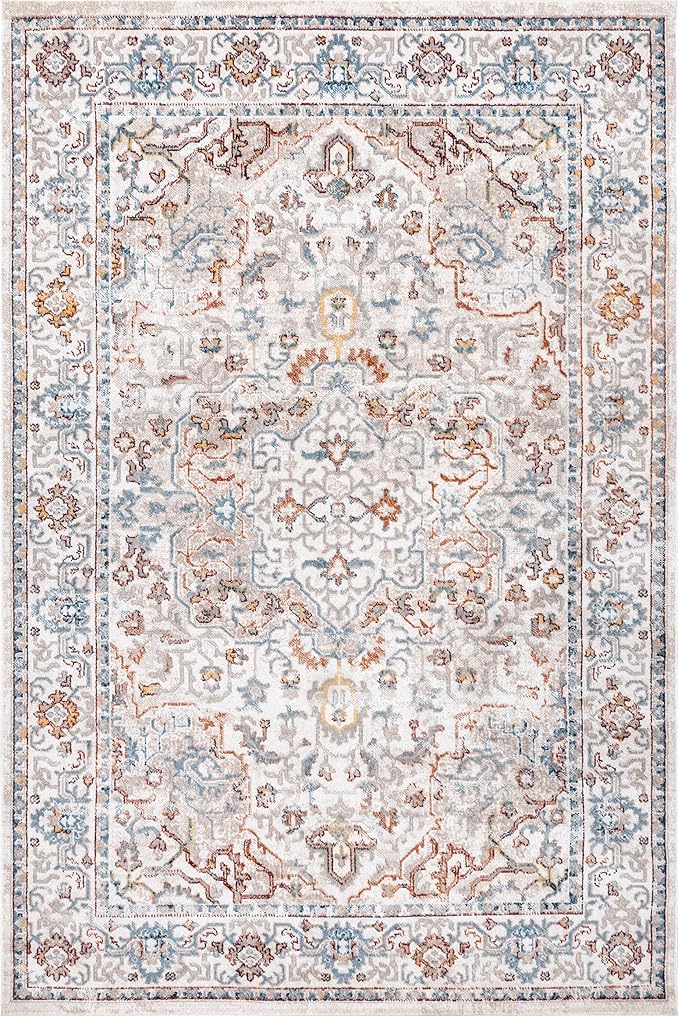 nuLOOM 3' x 5' Machine Washable Stain-Resistant Area Rug Medium Profile for Living Room, Bedroom, and Dining Room, Cady Beige