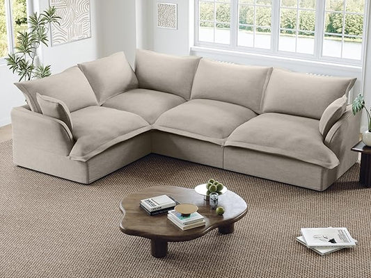 111” Oversized Modular Sectional Sofa, Comfy Down Fill Cloud Couch, L Shaped 4 Seater Couches with Washable Cover, Convertible Sectional Couches for Living Room, Light Gray