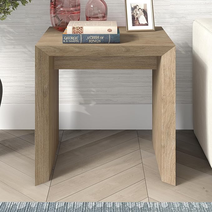Henn&Hart 22" Wide Rectangular Side Table in Weathered Gray, for Home, Living Room, Bedroom, Entertainment Room, Office