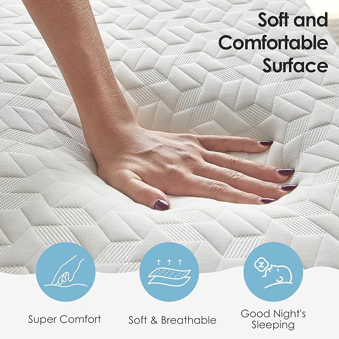 soges Twin Over Full Metal Bunk Bed Set with 6" Mattresses Included, All-in-One Bunk Bed for Adults, Heavy Duty Sturdy Bed Frame with Memory Foam Mattress, No Box Spring Needed, White