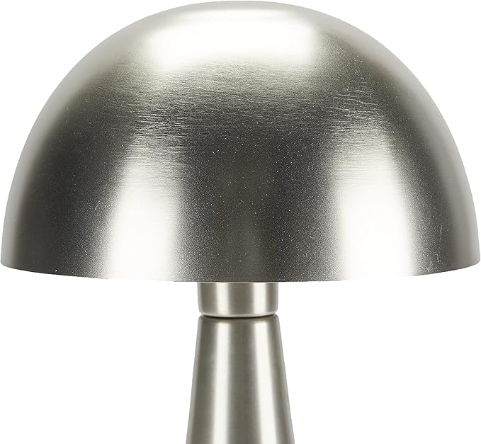 Nourison Home 16" Silver Metal Mushroom Table Lamp, Modern, Retro, Desk Light for Bedroom, Dining, Office, Entryway