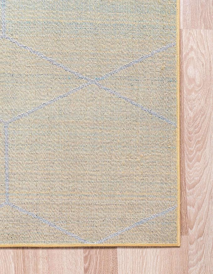 Unique Loom Trellis Frieze Collection Area Rug - Geometric (5' Square, Yellow/ Ivory)
