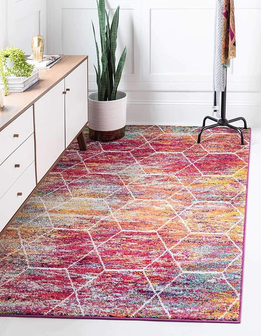 Unique Loom Trellis Frieze Collection Area Rug - Geometric (9' x 12', Multi/ Ivory)