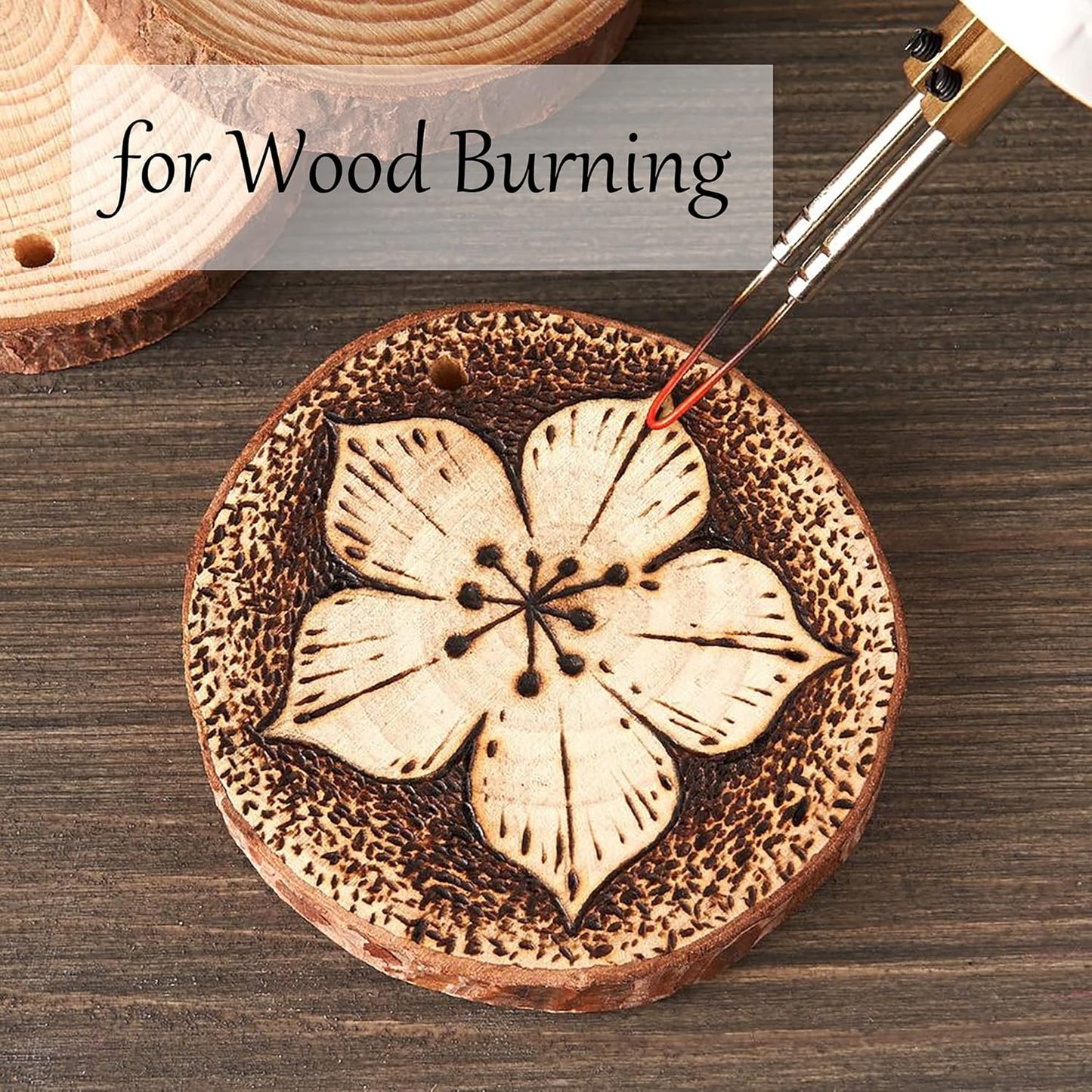 Unfinished Natural Wooden Slices 40 Pcs 3.2-4 Inch Wood Circles for Crafts DIY Christmas Ornament Craft Wood Kit with Bit,Blank Round Wood Slice with Bark for Art,Painting,Party (40)