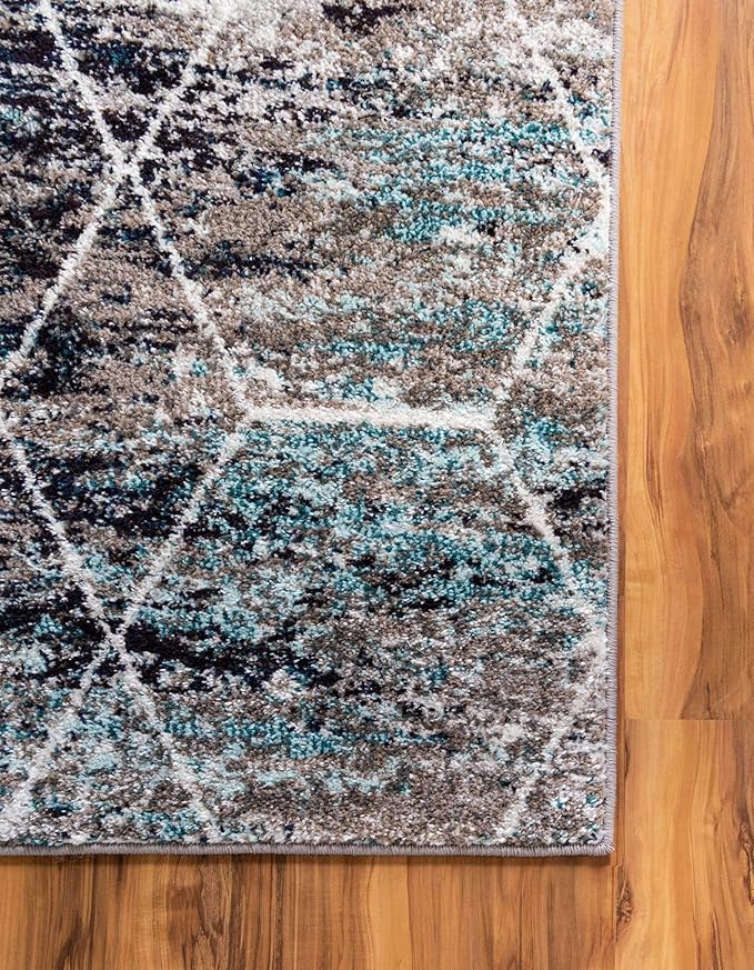 Unique Loom Trellis Frieze Collection Area Rug - Geometric (7' x 10', Blue Multi/ Ivory)