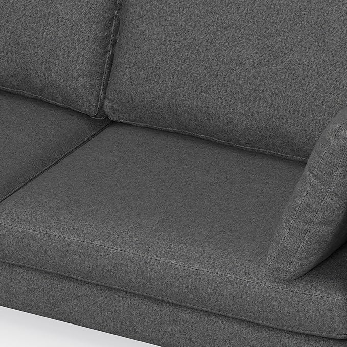 SIMPLIHOME Ava Sofa in 100% Recycled Polyester Tightly Woven Performance Fabric, Pebble Grey, 90-inches Wide, Handcrafted Mid-Century Modern Style Sofa for Living Room or Couch for Family Room