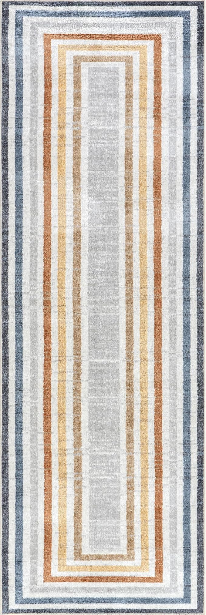 nuLOOM 2'6" x 10' Machine Washable Stain-Resistant Area Rug Low Profile for Living Room, Bedroom, and Dining Room, Alienor Multicolor