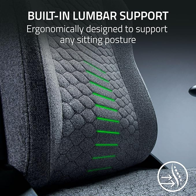 Razer Iskur V2 X Ergonomic Gaming Chair: Built-in Lumbar Support - Widened Seat - High Density Foam Cushions - Adjustable 152 Degree Recline - 2D Armrests - Plush Fabric Finish - Light Gray Edition