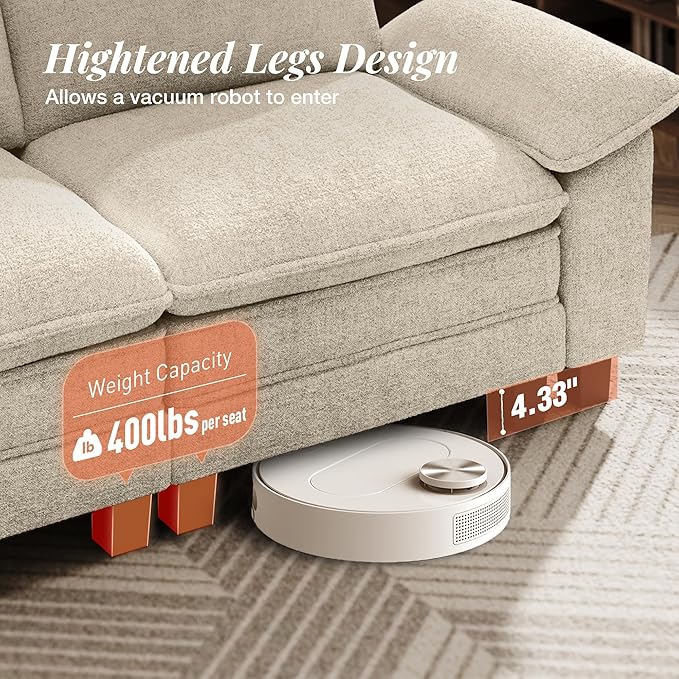 53.5" Modular Sectional Single Sofa, Soft Plush Chenille Armchair with Comfortable Deep Seat & Removable Arms for Living Room，Beige
