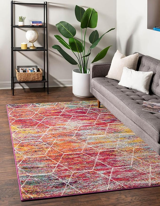 Unique Loom Trellis Frieze Collection Area Rug - Geometric (10' x 13', Multi/ Ivory)