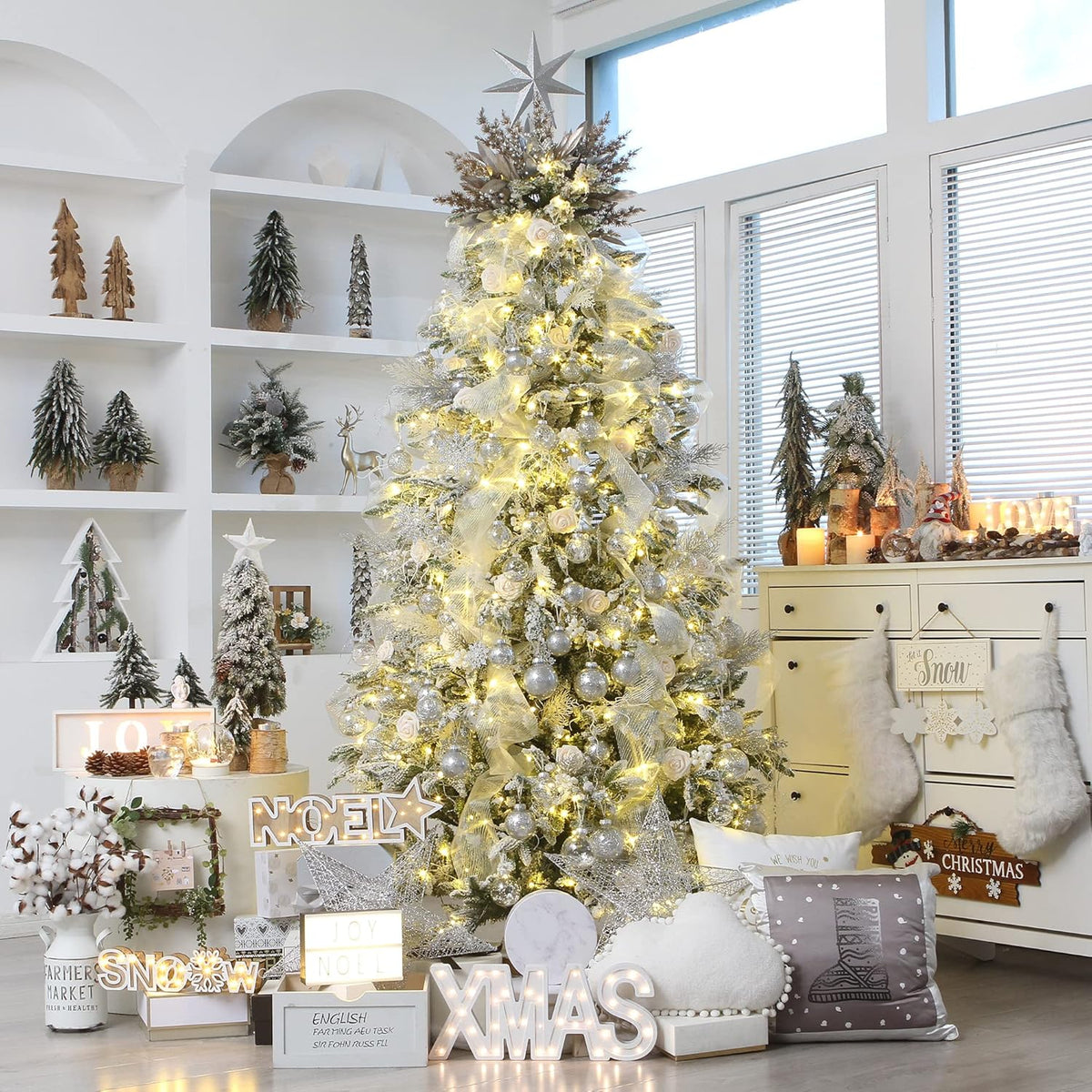 Sea Team Shatterproof Clear Plastic Christmas Ball Ornaments Decorative Xmas Balls Baubles Set with Stuffed Delicate Decorations (80mm/3.15 inch 20-Pack, Silver)