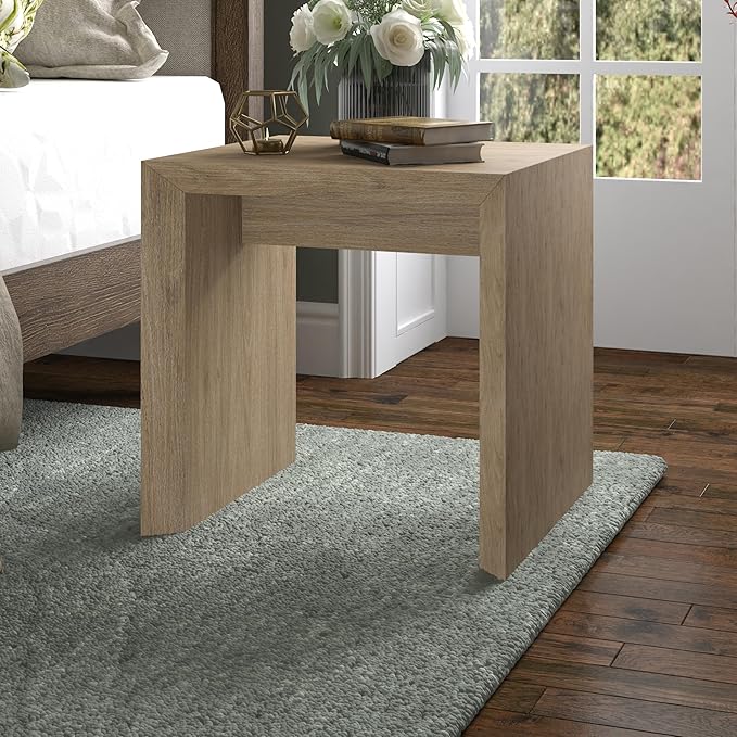 Henn&Hart 22" Wide Rectangular Side Table in Weathered Gray, for Home, Living Room, Bedroom, Entertainment Room, Office