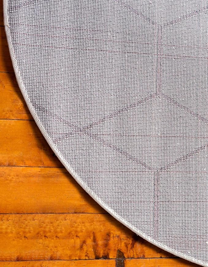 Unique Loom Trellis Frieze Collection Area Rug - Geometric (7' Round, Ivory/ Gray)