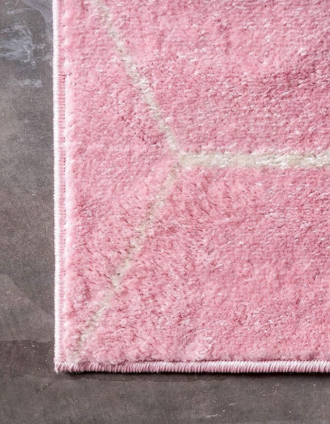 Unique Loom Trellis Frieze Collection Area Rug - Geometric (8' x 11', Light Pink/ Ivory)