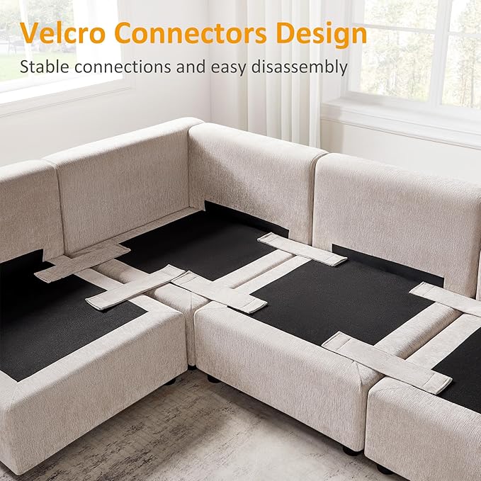 VANOMi Modular Sectional Sofa, Convertible Couch Modular Sofa Without Ottoman, Sectional Sofas for Living Room Small Apartments