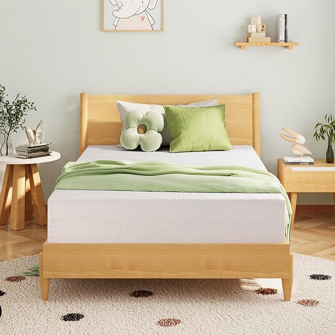 EGOHOME Twin Size Memory Foam Mattress, 12 Inch Bed Mattress in a Box with Cooling Green Tea Gel, Relieve Pressure with Medium Support, CertiPUR-US Certified, 75''L x 38''W, White