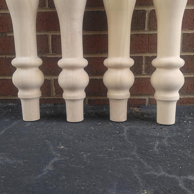 DESIGN 59 Unfinished Cottage Farmhouse Dining Table Legs- Set of 4 Turned Legs inc