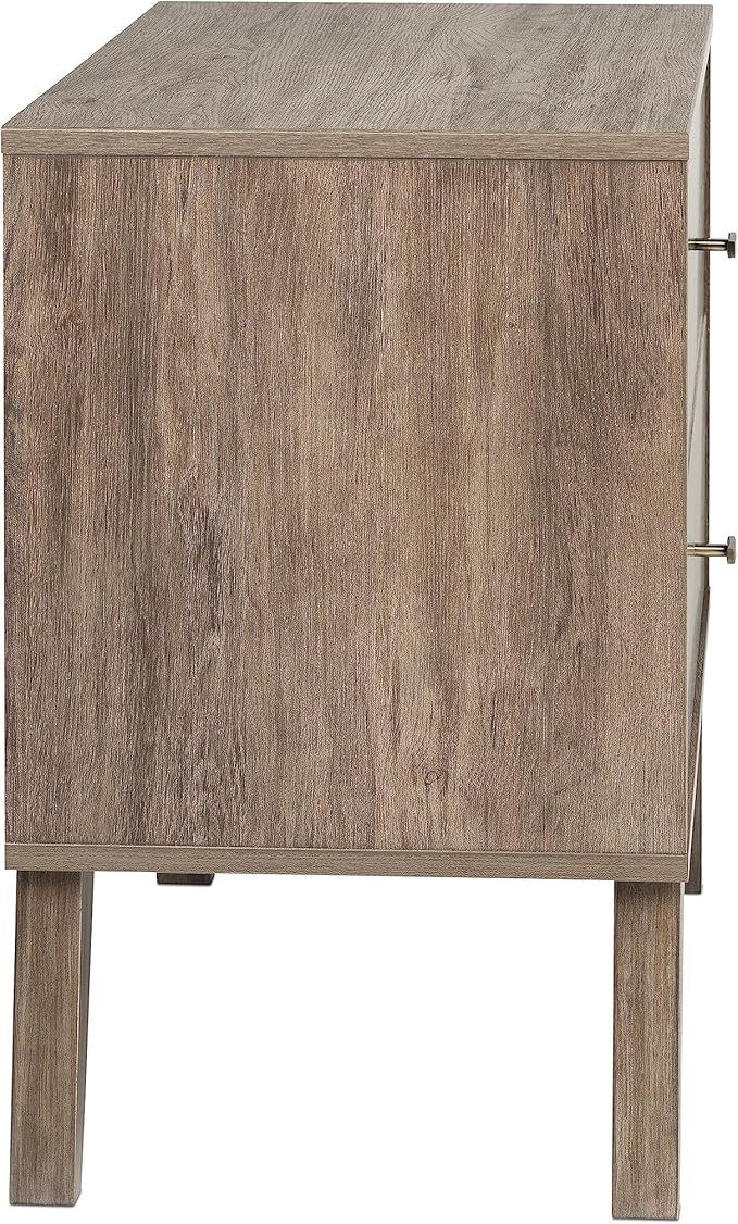 Prepac Milo Mid-Century Modern 2 Drawer Nightstand, Bedside Table, Contemporary Bedroom Furniture, 16"D x 25"W x 25"H, Drifted Gray