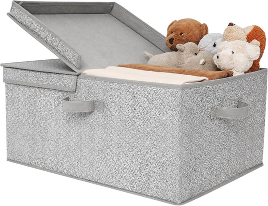 GRANNY SAYS Fabric Storage Bin with Lid, Decorative Storage Box, Extra Large Storage Baskets, Closet Organizer, Gray, 1-Pack