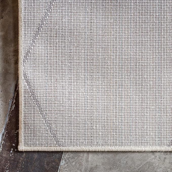 Unique Loom Trellis Frieze Collection Area Rug - Geometric (4' 1" Square, Ivory/ Gray)