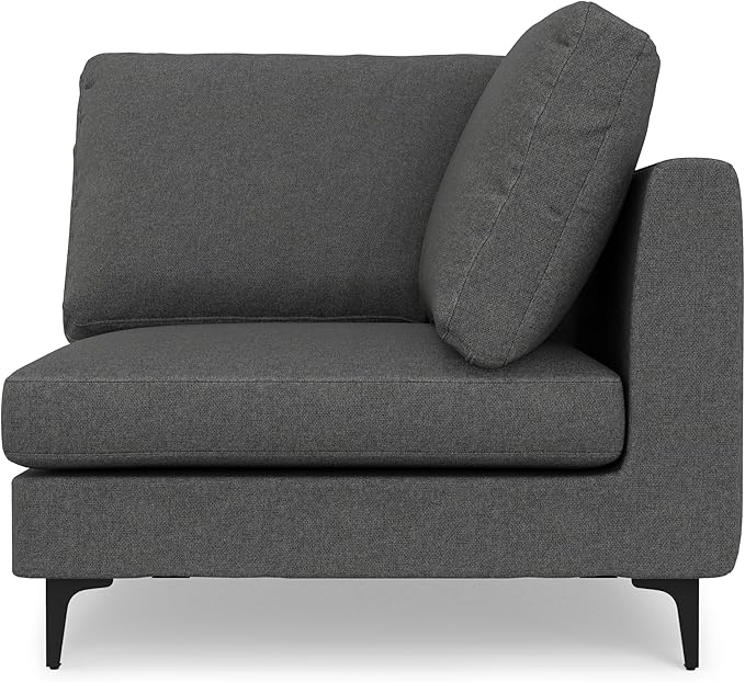 SIMPLIHOME Ava Corner Sectional Sofa in 100% Recycled Polyester Tightly Woven Performance Fabric, Pebble Grey, 102-inches Wide, Handcrafted Mid-Century Modern Style L-Shaped Couch for Living Room