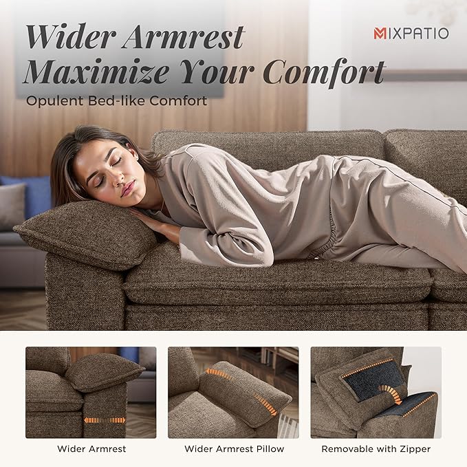 53.5" Modular Sectional Single Sofa, Soft Plush Chenille Armchair with Comfortable Deep Seat & Removable Arms for Living Room，Taupe