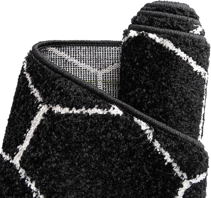 Unique Loom Trellis Frieze Collection Area Rug - Geometric (2' x 6' 1" Runner, Black/ Ivory)