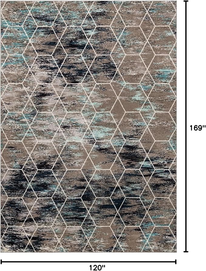 Unique Loom Trellis Frieze Collection Area Rug - Geometric (10' x 14', Blue Multi/ Ivory)