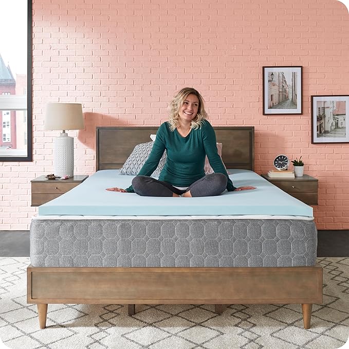 Sealy Dreamlife 2” Gel Memory Foam Queen Mattress Topper with SealyComfort Gel Foam, 1 Year Limited Warranty, Made in The USA