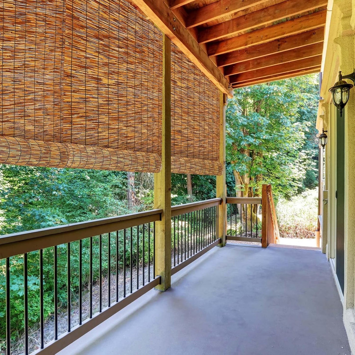 Barydat 1 Pcs 4 x 16.4 ft Bamboo Privacy Screen, Reed Fence Roller Patio Decorative Fences Reed Screen Curtain for Garden Backyard Patio Balconies