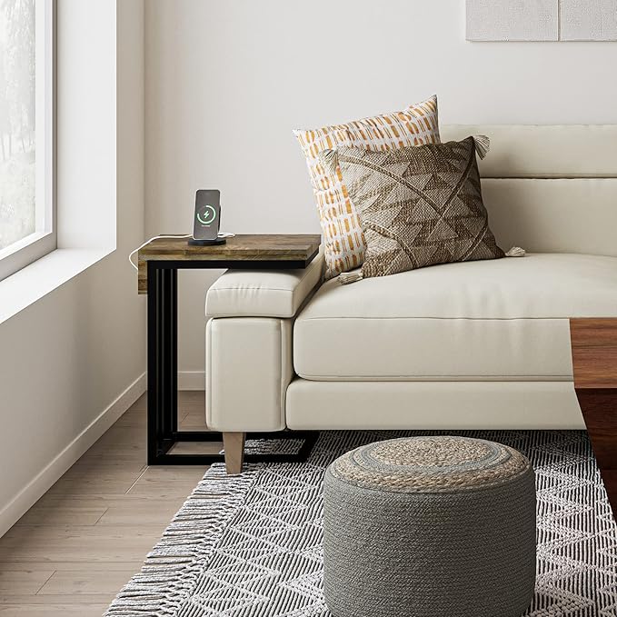 SIMPLIHOME Hayward Modern Industrial 19 inch Wide Metal Side Table in Natural, Fully Assembled for the Living Room and Bedroom