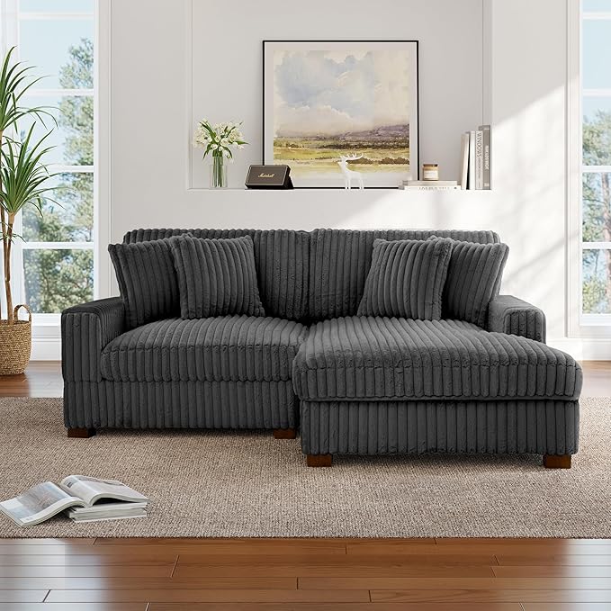 Cloud Sectional Couch with L-Shape Chaise, Modern Modular Sofa with Deep Seat, Upholstered Couches for Living Room Bedroom, Grey