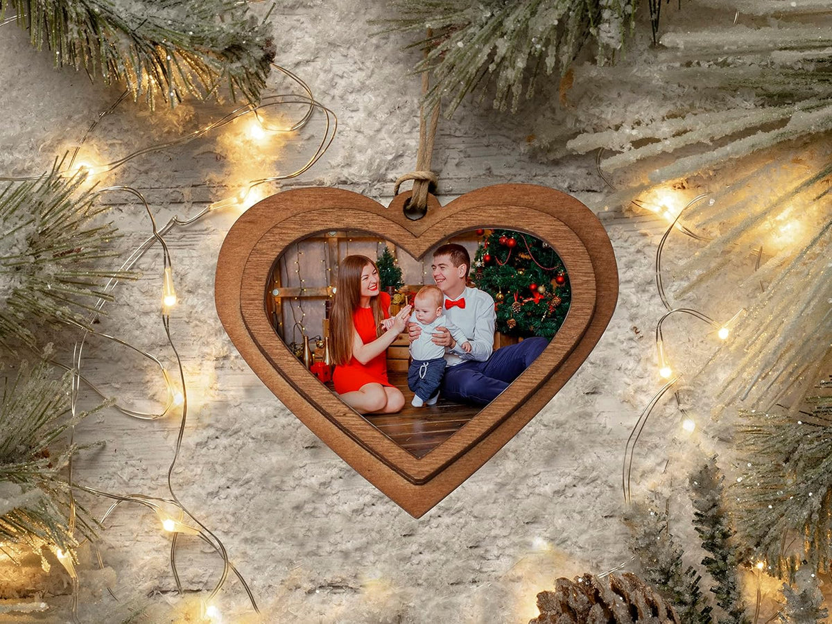 Wood Heart-Shaped 2.25" x 1.75" Photo Ornament - Pack of 10