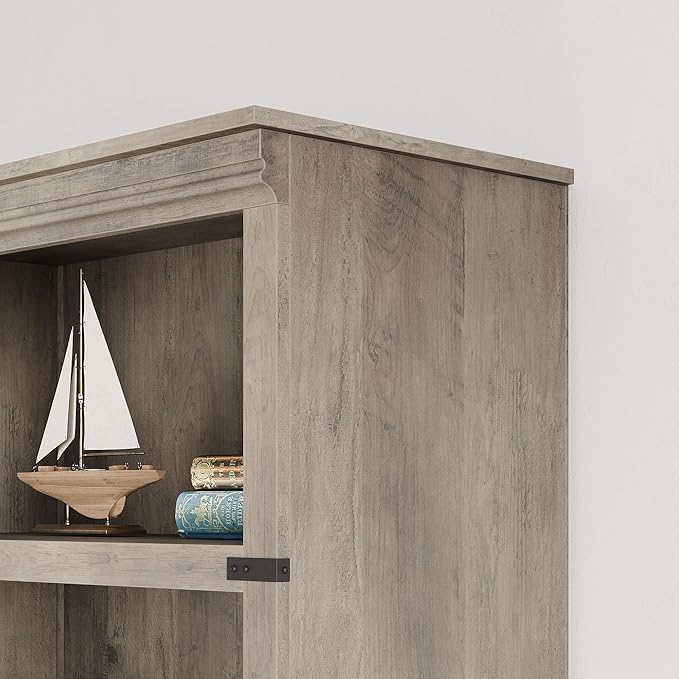 IDEALHOUSE 5 Tier Bookcase, Farmhouse Book Shelf with Storage, Tall Book Case Wooden 5 Shelf Bookcase for Home Office, Living Room, Bed Room (Grey, 67.4" H x 24.6" W x 12.8" D)