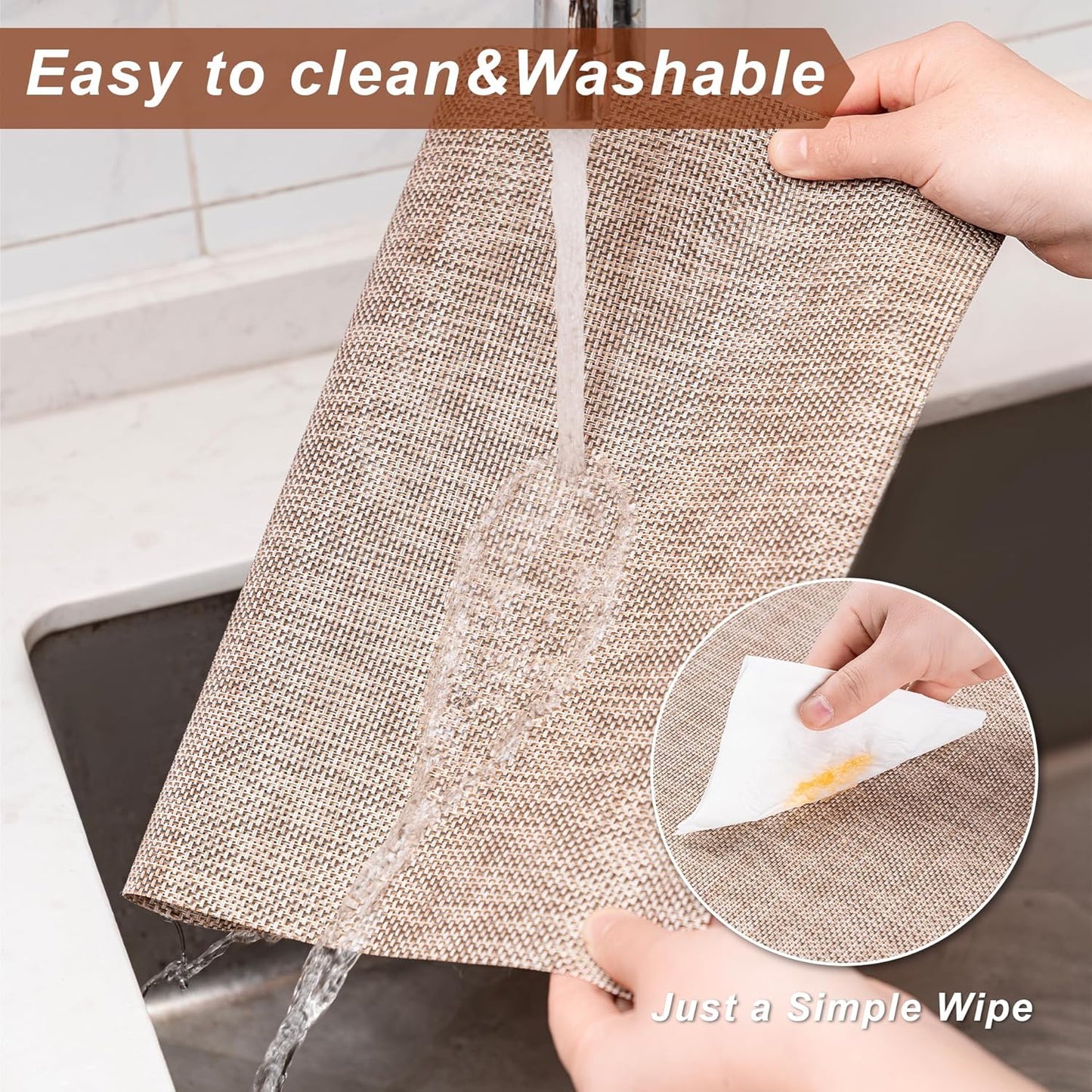 CADONO Placemats Set of 4 Washable Indoor/Outdoor Vinyl Place Mats for Dining Table Durable Non-Slip Heat Resistant PVC Weave Table Mats（Gold Cube）