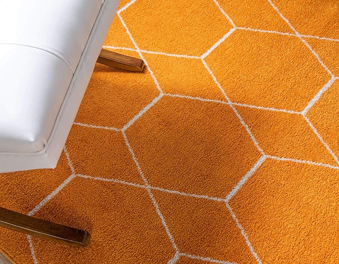 Unique Loom Trellis Frieze Collection Area Rug - Geometric (7' x 10', Orange/ Ivory)