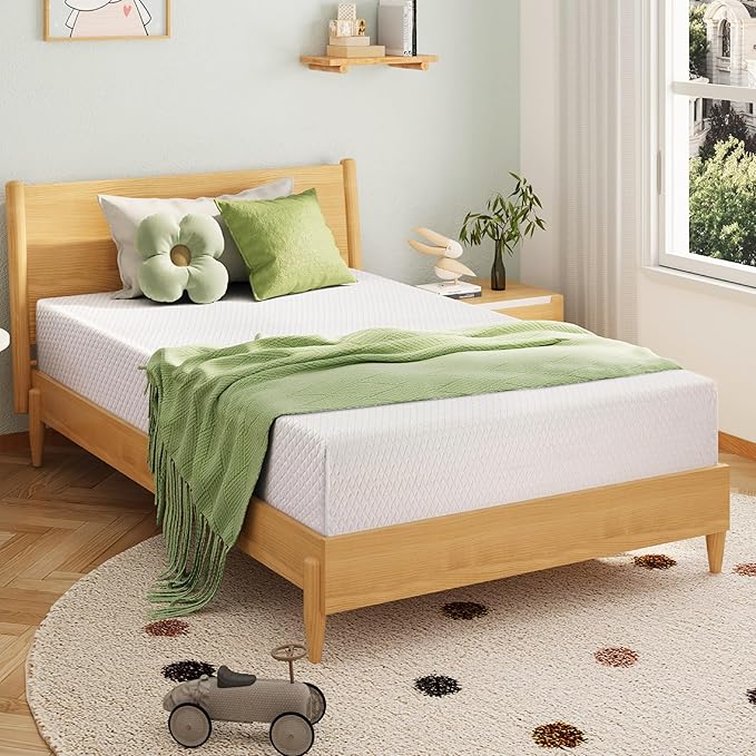 EGOHOME Twin Size Memory Foam Mattress, 10 Inch Bed Mattress in A Box with Cooling Green Tea Gel, Relieve Pressure with Medium Support, CertiPUR-US Certified, 75''L x 38''W, White