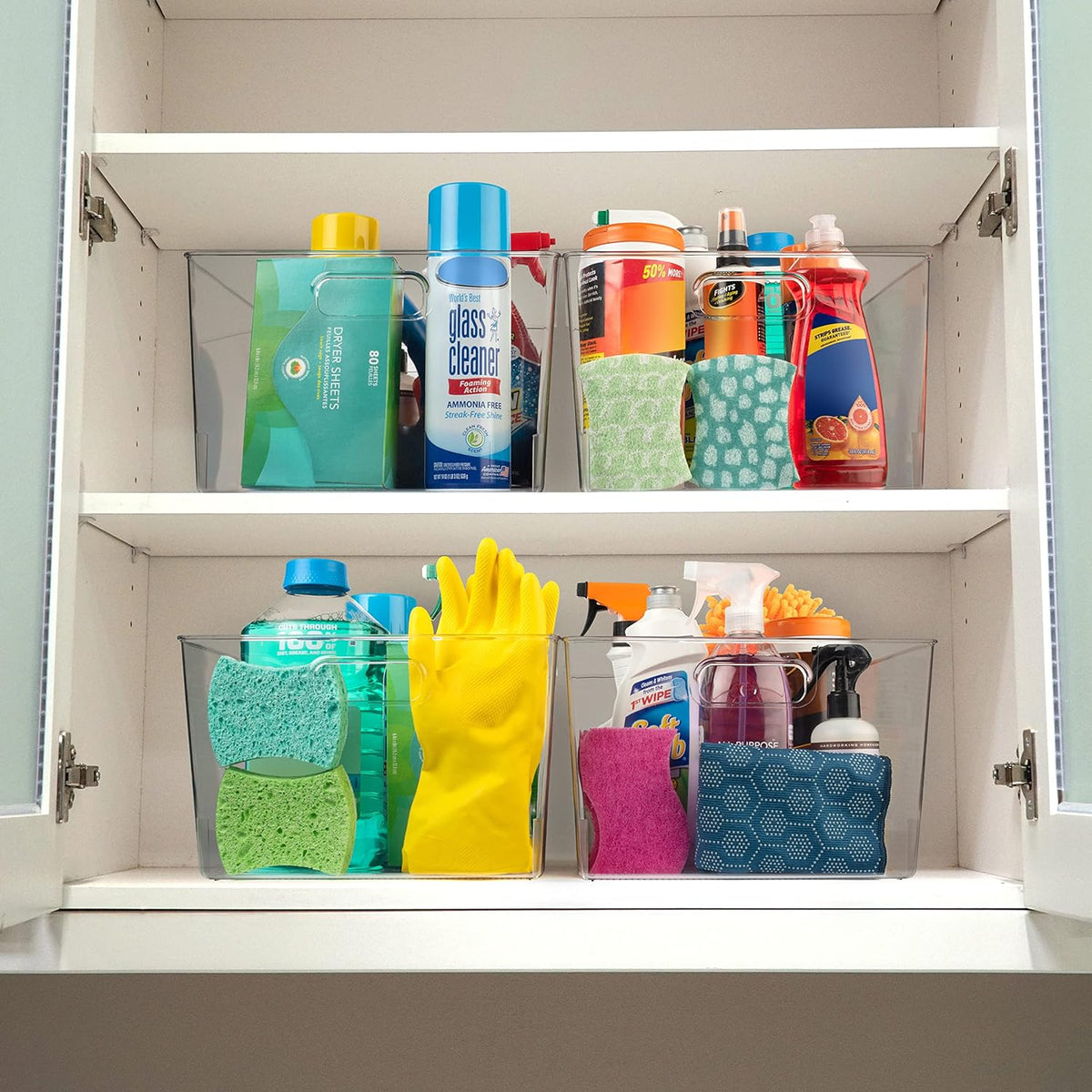 ClearSpace Clear Plastic Storage Bins – XL 8 Pack Perfect Kitchen or Pantry Organization Fridge Organizer and Storage Bins, Cabinet Organizers