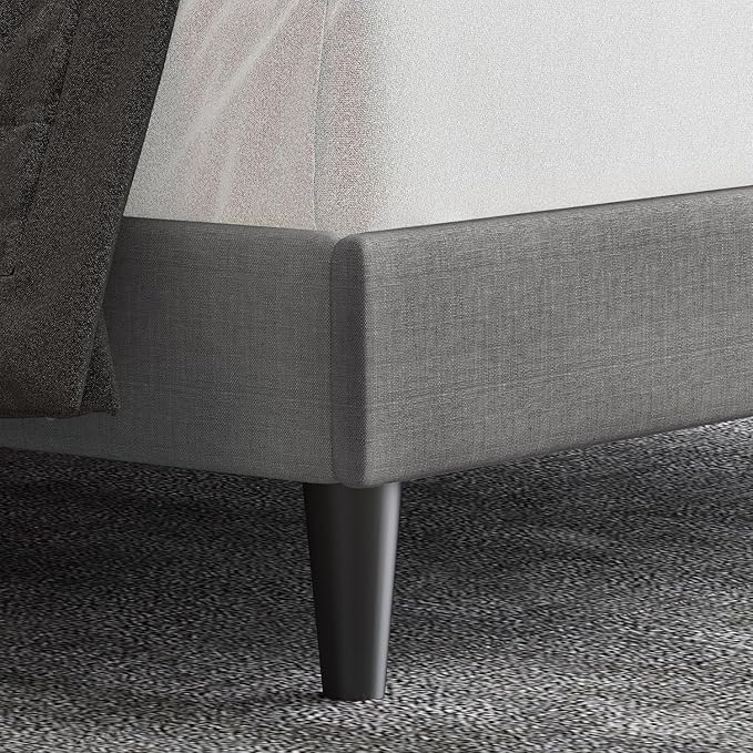 Allewie Full Size Upholstered Platform Bed Frame with Adjustable Headboard, Button Tufted, Wood Slat Support, Easy Assembly, Light Grey