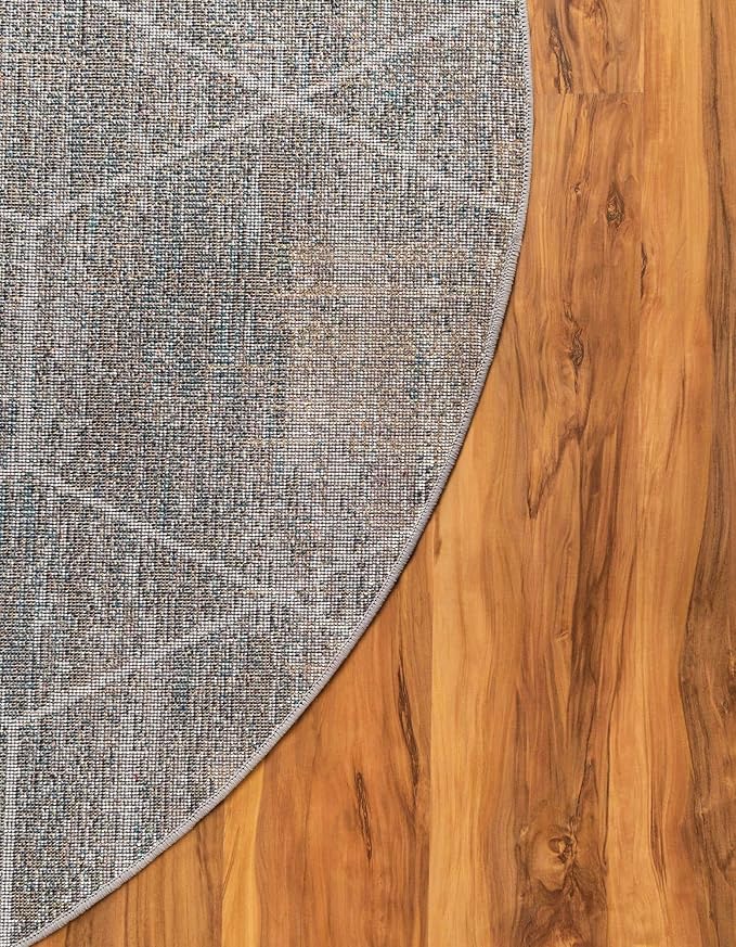 Unique Loom Trellis Frieze Collection Area Rug - Geometric (7' Round, Blue Multi/ Ivory)
