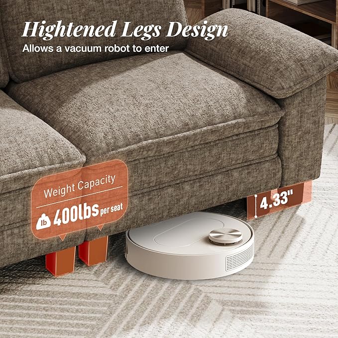 53.5" Modular Sectional Single Sofa, Soft Plush Chenille Armchair with Comfortable Deep Seat & Removable Arms for Living Room，Smoky Gray