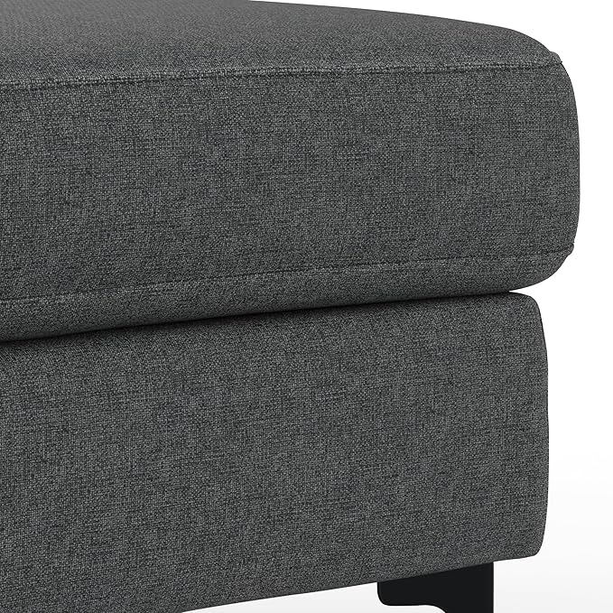 SIMPLIHOME Ava Sofa and Ottoman in 100% Recycled Polyester Performance Fabric, Pebble Grey, 90-inch-Wide 3-Seater Couch and Matching 36-inch-Wide Table Ottoman for Living Room, 2-Piece Set