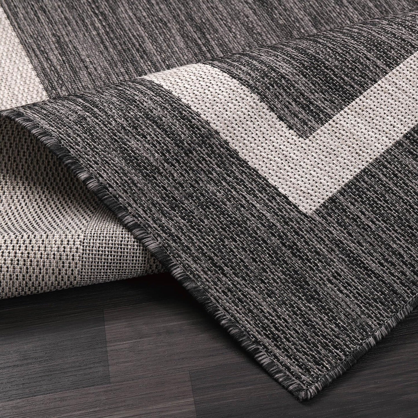 Bordered Outdoor Rug 9x12 Washable Outside Carpet for Indoor Patio Porch Waterproof Easy Cleaning Non Shedding Area Rugs Gray 9 x 12