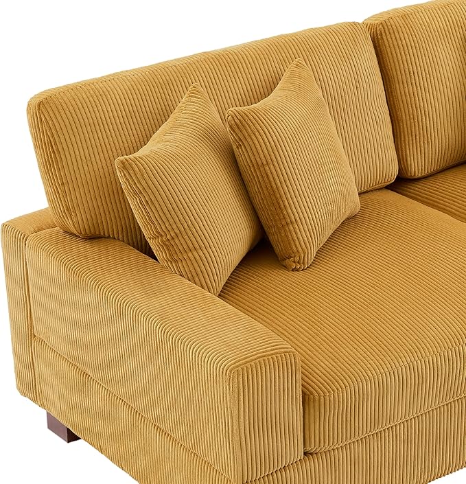 Modular Sectional Couches for Living Room, Modern Loveseat 2-Seater Sofa Couch with Ottoman, Upholstered Couches for Living Room Bedroom, Orange