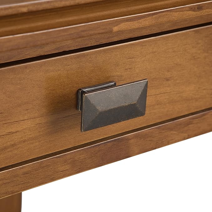 SIMPLIHOME Artisan SOLID WOOD 21 inch Wide Square Transitional End Side Table in Honey Brown for the Living Room and Bedroom