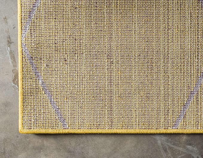 Unique Loom Trellis Frieze Collection Area Rug - Geometric (4' 1" x 6' 1", Yellow/ Ivory)